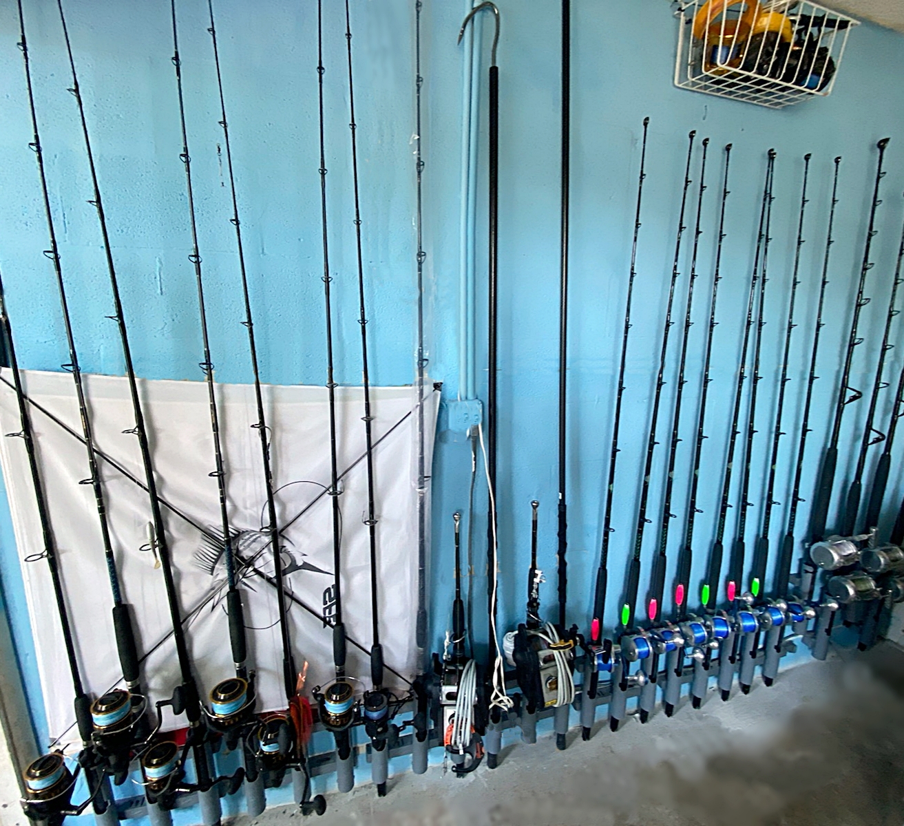 Fishing Rod Holders For Garage Fishing Pole Holders, Metal,removable Holds  12 Rods Fishing Rod Holders Wall Ceiling Rod Rack Wall Mounted Storage Rack